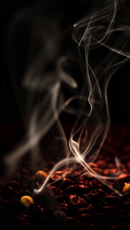 coffee beans with rising smoke