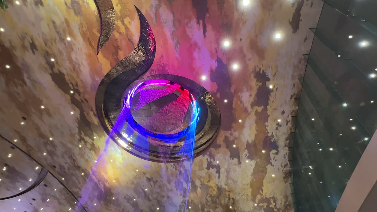 Alangkarn Waterfall Icon Siam Shopping Centre, Bangkok, Thailand - closeup rainbow zebra water patterns