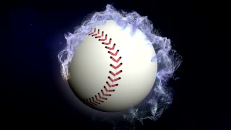 baseball ball in blue abstract particles ring, animation, rendering, background, loop