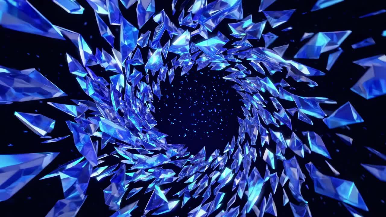 Abstract Blue Crystal Tunnel