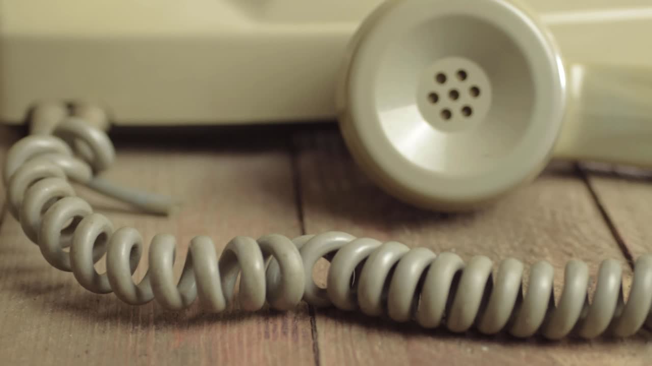 Green vintage retro phone close up of coil and receiver