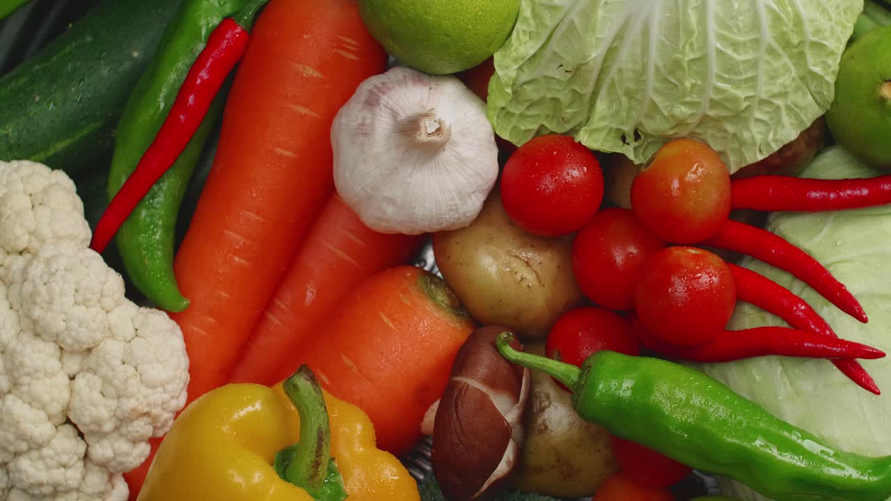 Top View Of Vegetables Rotates
