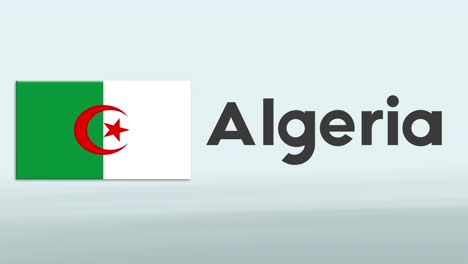 3d presentation promo intro in white background with a colorful ribon of the flag and country of algeria