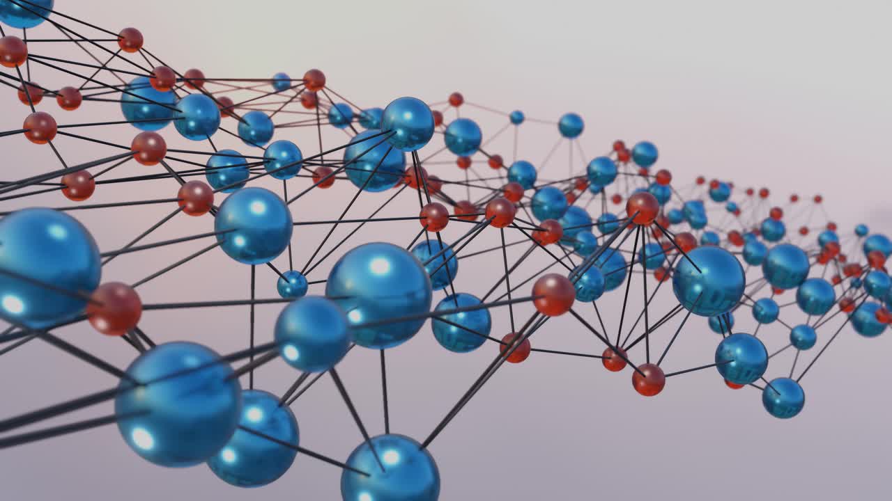 estructura de la molécula de animación 3d con efecto de desenfoque