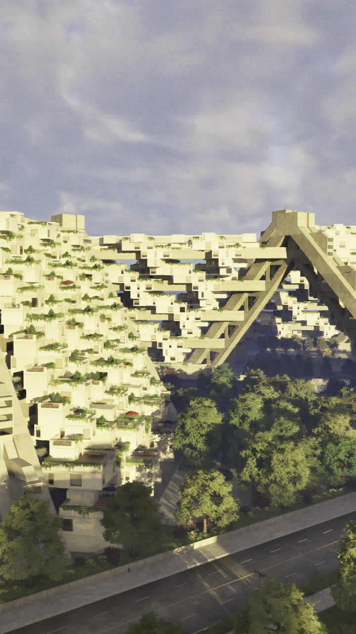 Modern architecture integrating the environment in urban settings