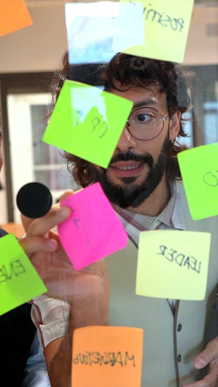 Brainstorming session with post-it notes