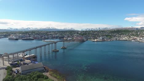 tromso, norway aerial footage. tromso is considered the northernmost city in the world with a population above 50000.