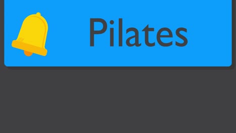 pilates. text on notification bubble from portable information device screen.
