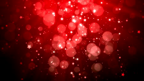 imágenes de gráficos en movimiento de fondo de navidad (tema rojo), con las partículas relucientes copo de nieve, estrellas cayendo y luces brillantes, en bucle