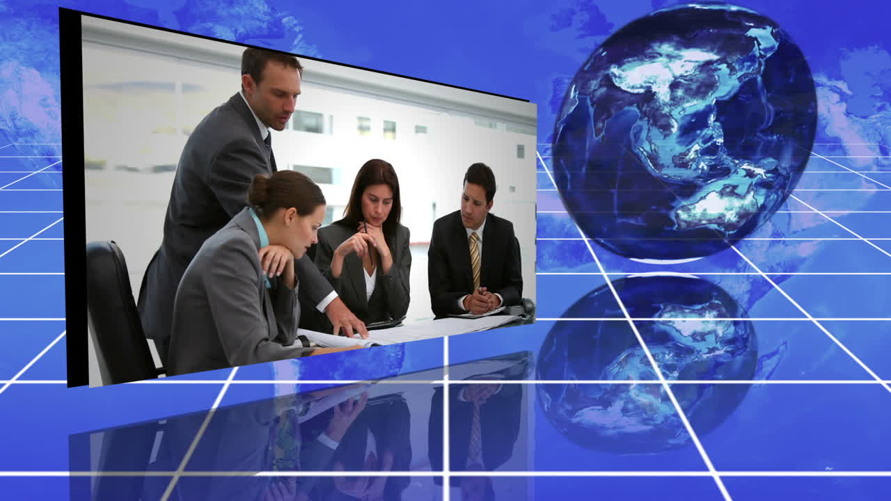 애니메이션 그래프와 지구상의 에 있는 비즈니스 몬테이지