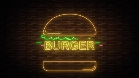 neon sign of a burger lighting up progressively