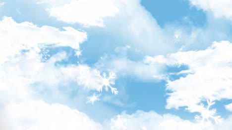 Animation-of-falling-snow-over-cloudy-sky