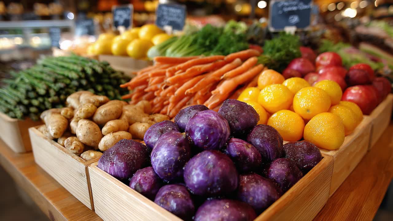 Vibrant Display of Fresh Produce Featuring Colorful Vegetables and Fruits in an Abundant Market Setting Inviting a Healthy Lifestyle Choice