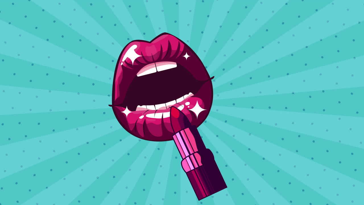 los labios de arte pop con lápiz labial