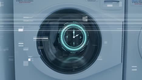 animación del reloj con iconos sobre la lavadora