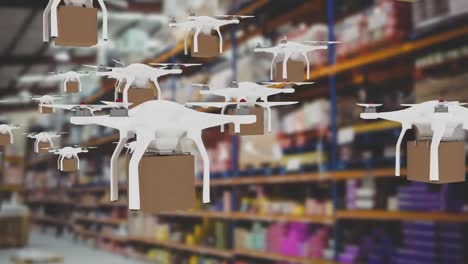 Drones-Con-Cajas-Volando