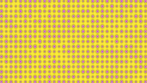 animación de filas de discos verdes parpadeantes sobre un fondo amarillo