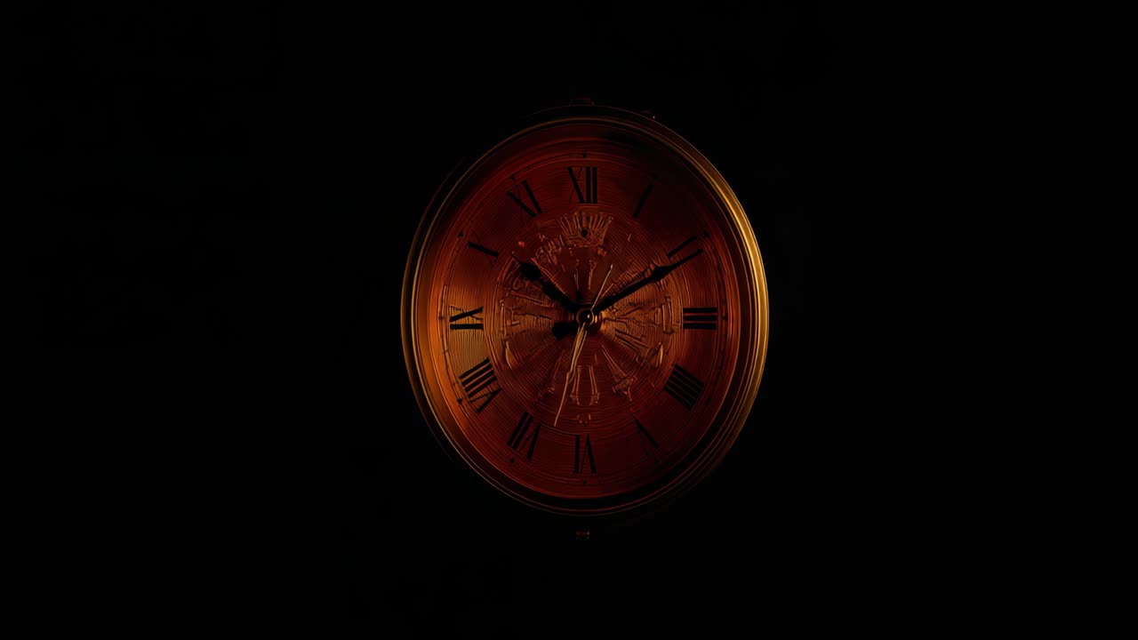 Antique Gold Clock in Darkness