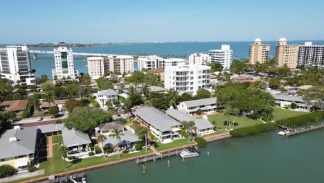 aerial of the houses of golden gate point in downtown sarasota, florida