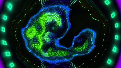 Digital-animation-of-neon-kaleidoscopic-effect-flowing-texture-effect-on-black-background