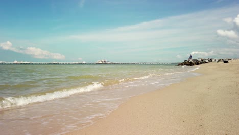 daytime sea view at pantai puteri beach, melaka, malaysia