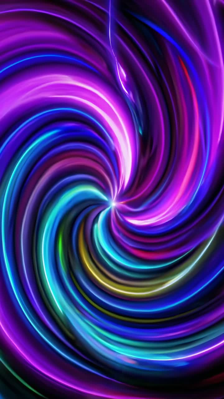 A vibrant, swirling vortex of neon colors, viewed from a top-down angle, resembling a dynamic video
