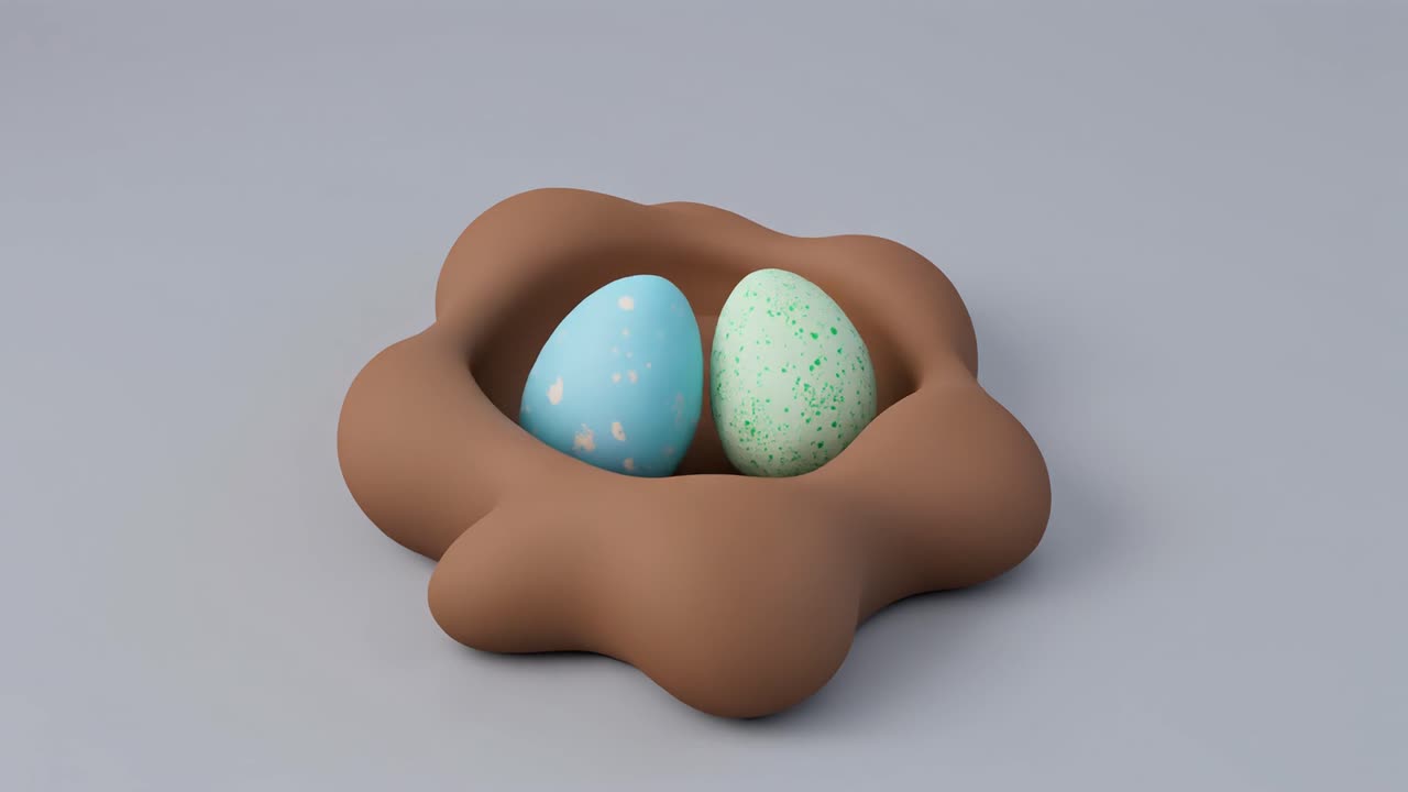 Abstract Nest Filling with Colorful Speckled Eggs