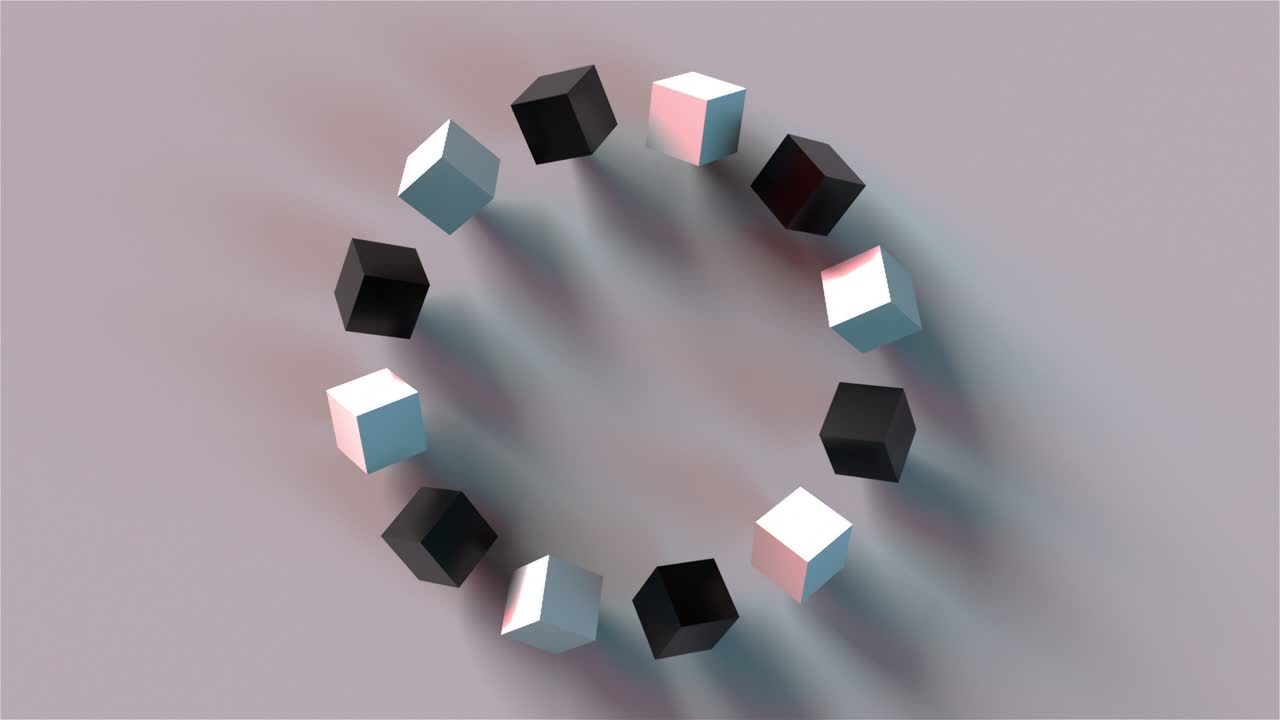 construcción redonda de cubos, generada por computadora. representación 3d del fondo isométrico