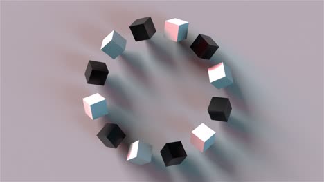 construcción redonda de cubos, generada por computadora. representación 3d del fondo isométrico