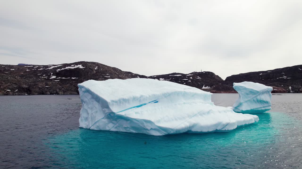 Close-up View of Beautiful Iceberg in Uummannaq Greenland - Pan Shot