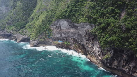 aerial blue stairs cliff adventure access to pura