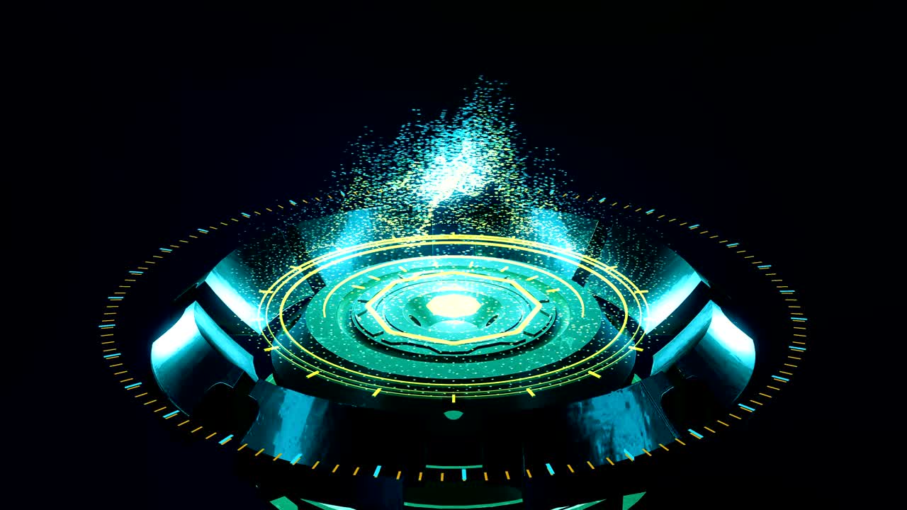 미래의 홀로그래픽 헤드업 디스플레이, 추상적인 데이터와 함께 하이테크 요소