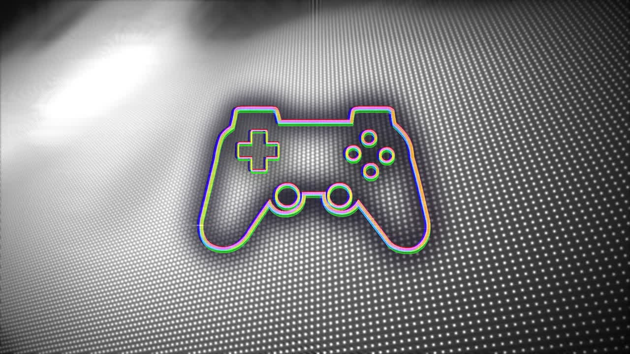 animazione di una console di gioco malfunzionante su punti che formano un modello d'onda