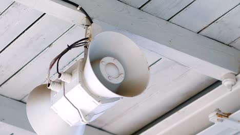 loudspeaker on a train station in 4k slow motion 60fps
