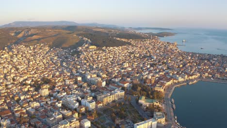 aerial static view over mitilini in lesbos