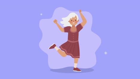 happy grandmother dancing character animation