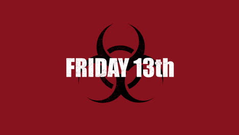 viernes 13: emblema tóxico letal grabado en una textura roja sangrienta
