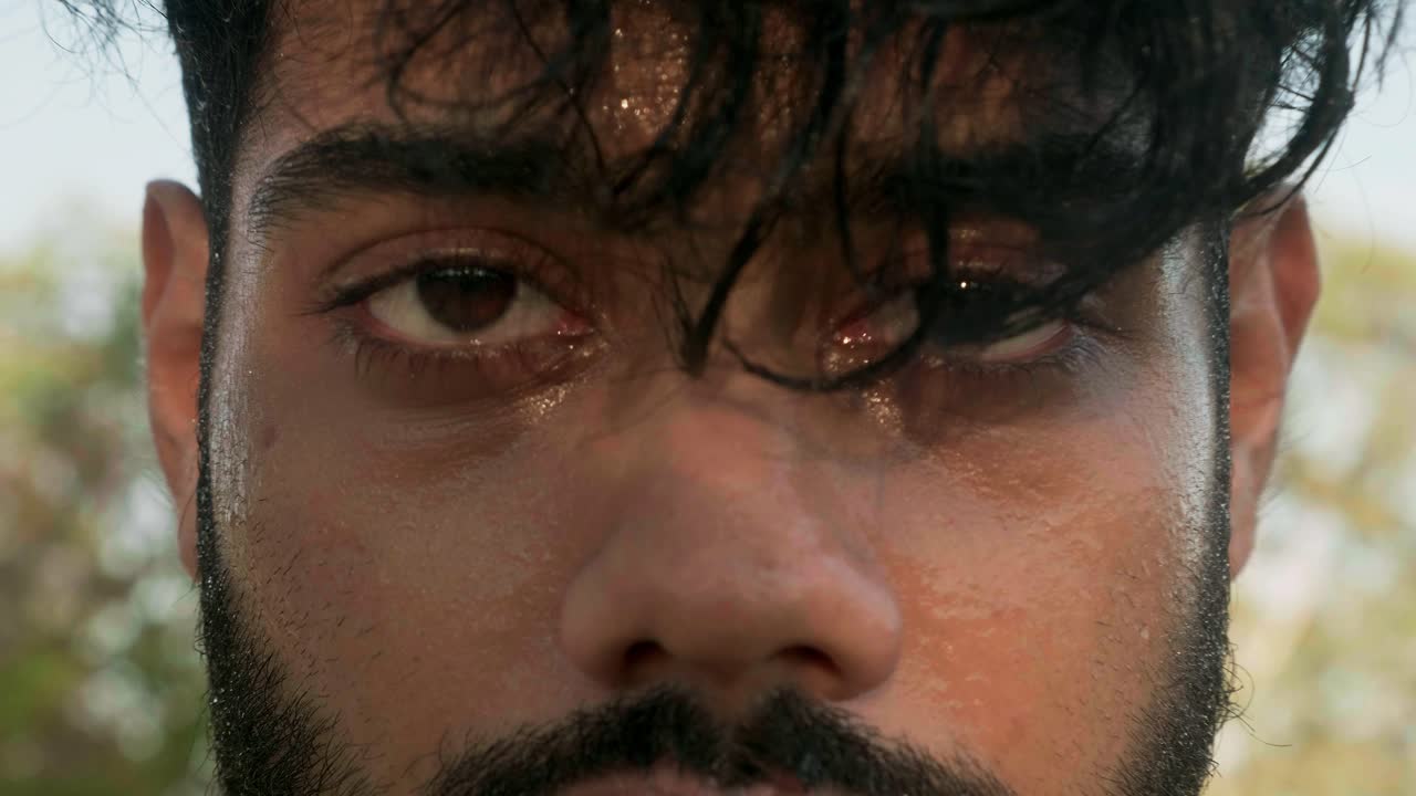 Male Indian express exhausted Face after workout