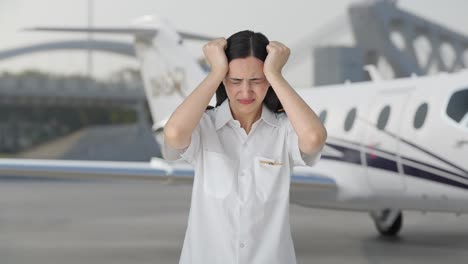 stressed and tensed indian woman pilot