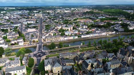 le mans cityscape with bridge and sarthe river in france