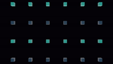 animación de cubos sobre chispas en fondo negro