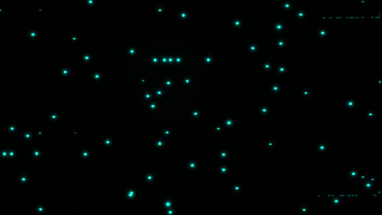 fondo de movimiento abstracto partículas de neón brillantes. partículas 2d bucle sin costuras video 4k.