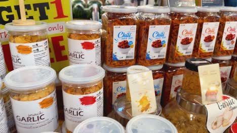 spicy snacks at an asian market