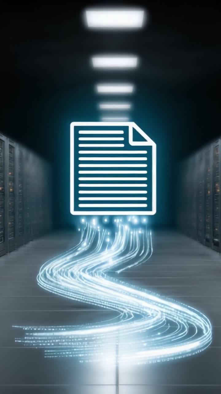 Data Flow Visualization in a Digital Storage Environment with Document Icon Signifying Streaming Information Transfer