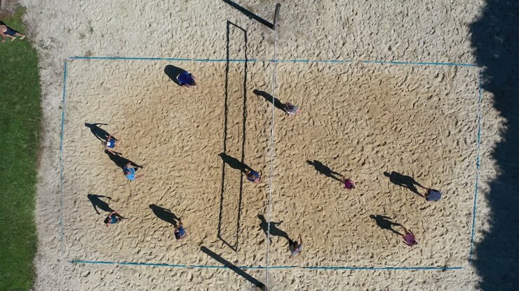 Beach Volleyball Game Aerial View