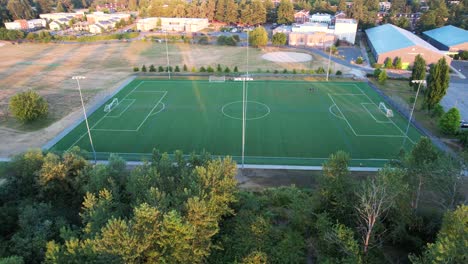 Captivating-drone-flight-over-Seattle's-Sand-Point-soccer-field