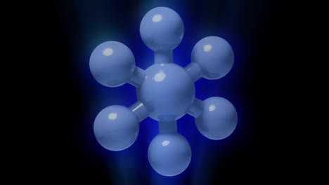 molecule model hologram of a rotating.