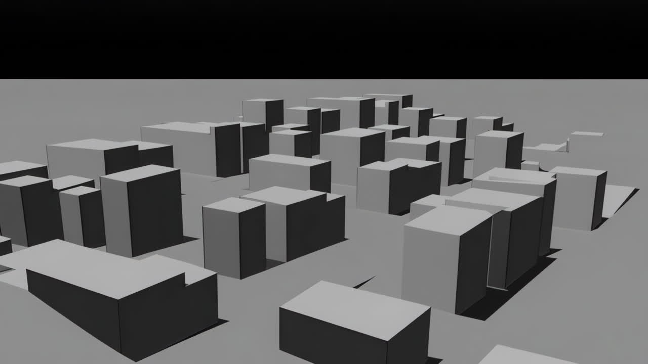 Abstract 3D Rendered Cityscape of Grey Blocks
