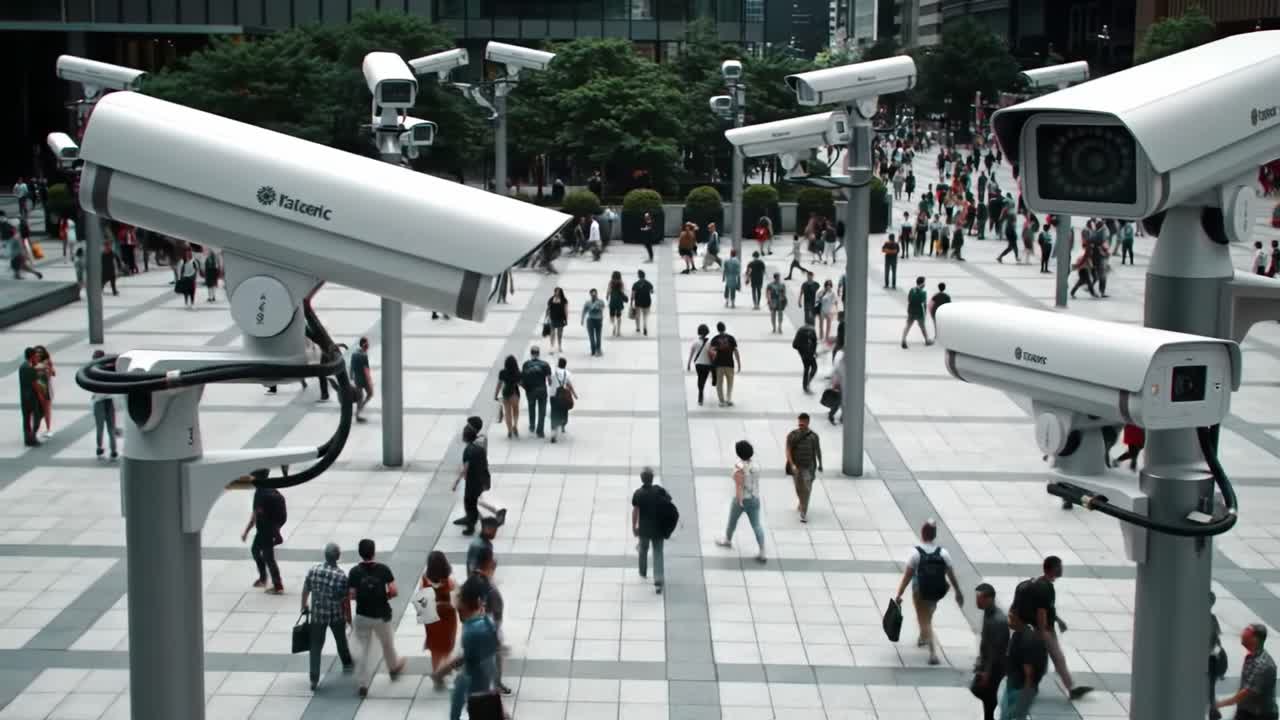 Surveillance Systems Monitoring Crowded Urban Spaces: A Focus on Security Cameras Observing Pedestrian Traffic in a Bustling City Environment