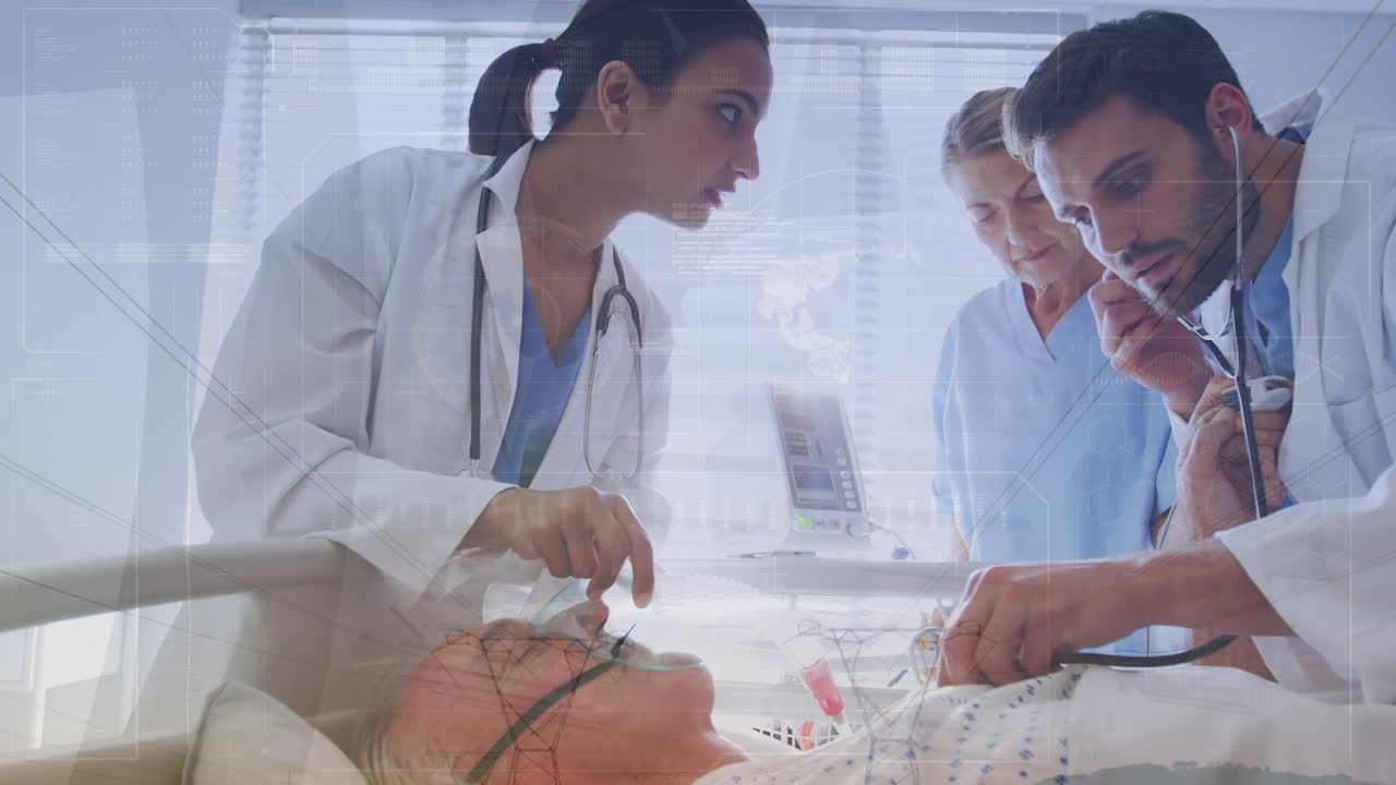 환자를 가진 세 명의 다양한 의사에 대한 데이터 처리의 애니메이션